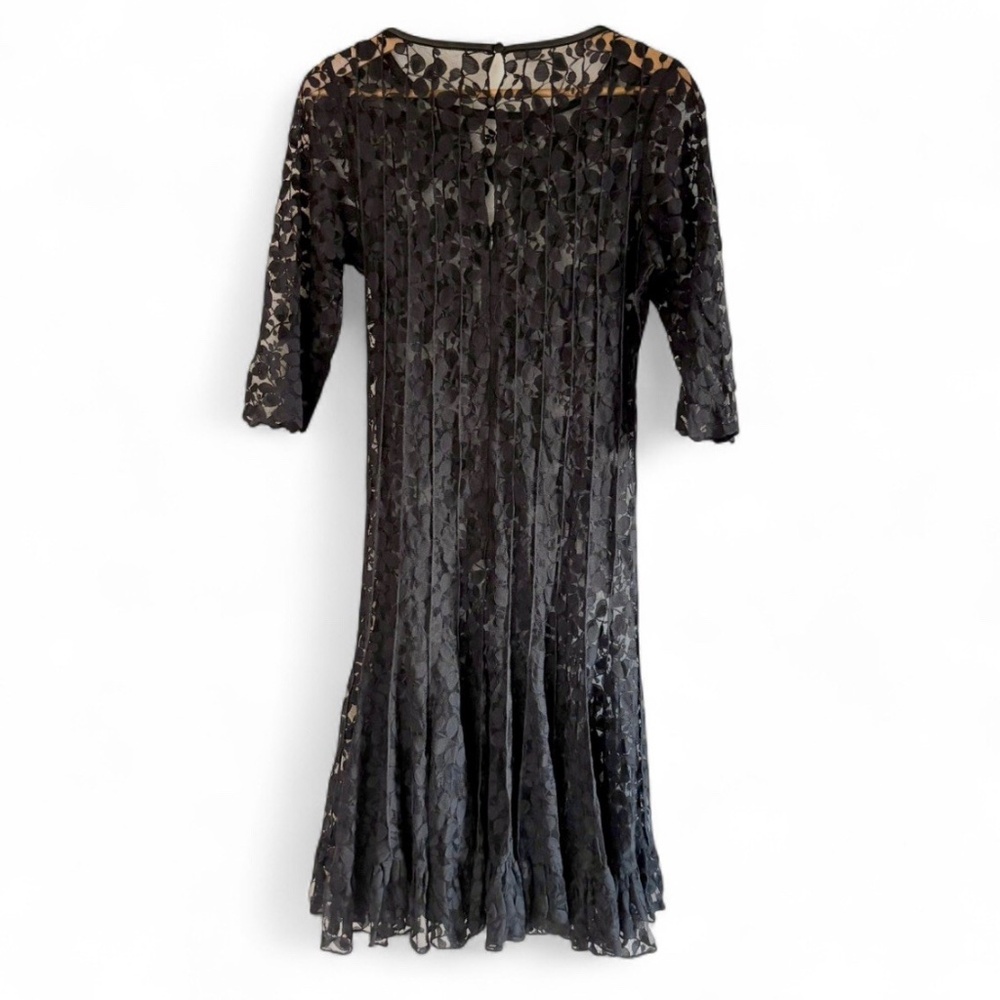 Teri Jon Dress LACE OVERLAY ONLY Womens 14 Black Witchy Whimsigoth Ricky Freeman - Picture 5 of 12